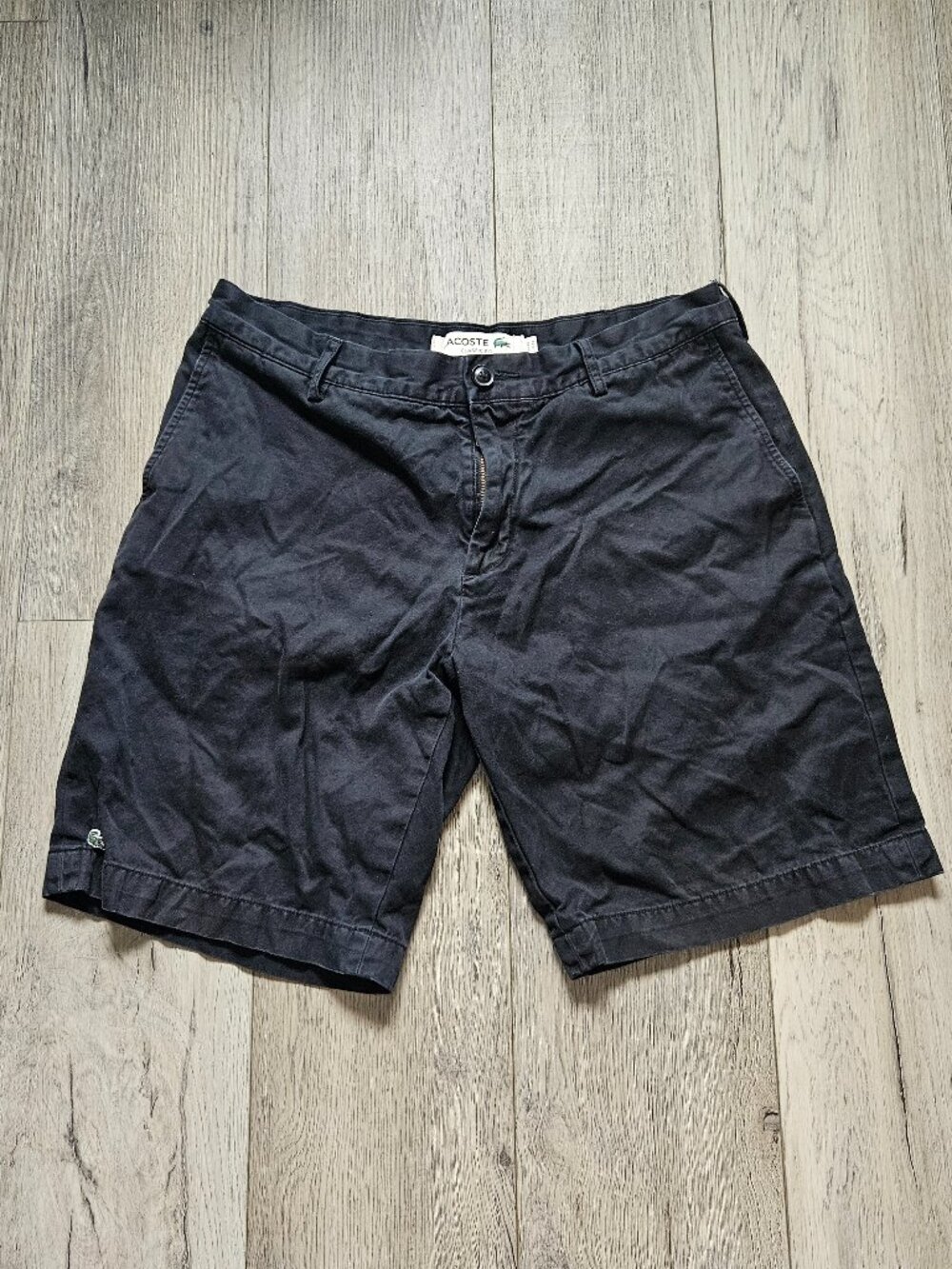 Lacoste Men's Classic Fit Chino Shorts Size 33 Black Flat Front Cotton